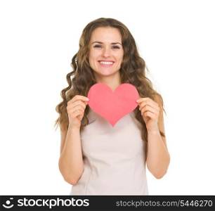 Happy young woman showing valentine&rsquo;s day cards