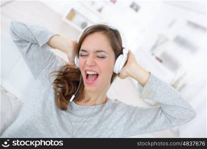 happy young woman with headphones