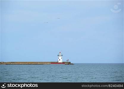 Harbor Beach Lighthouse, built in 1858, Lake Huron, Michigan, USA