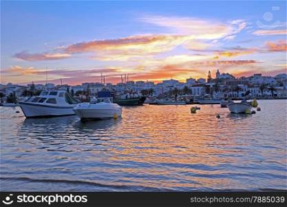 Harbor from Lagos in the Algarve Portugal at sunset
