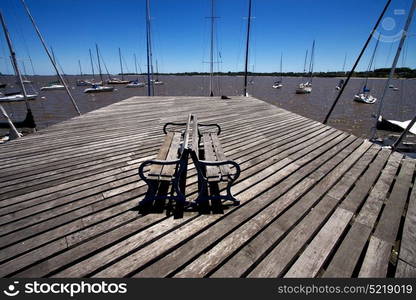 harbor water coastline bench street in rio de la plata colonia del sacramento uruguay