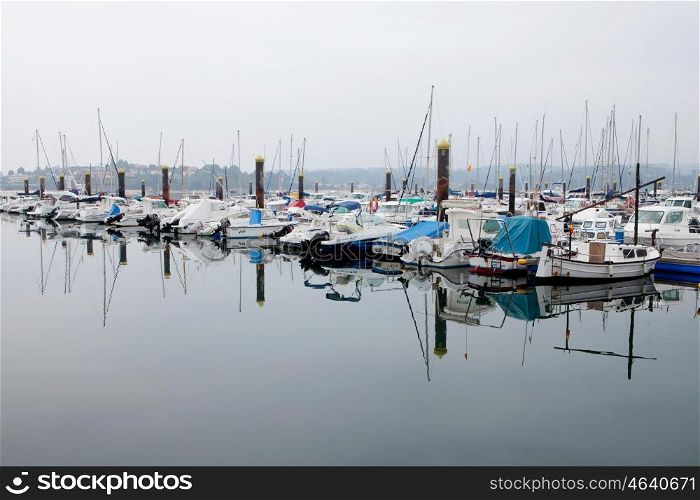 Harbor with boats located in Galicia, in northern Spain