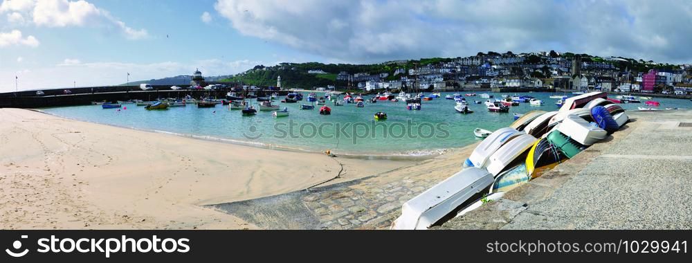 Harbour scene in St Ives Cornwall England