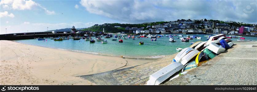 Harbour scene in St Ives Cornwall England