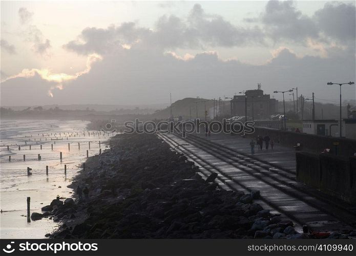 Harbour walls and sea defenses in Youghal, County Cork, Ireland