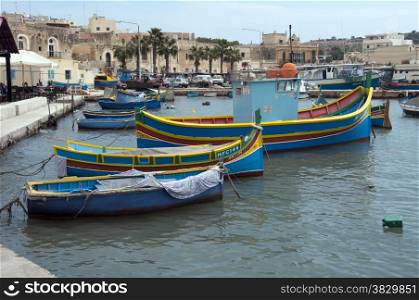 Harbour with boats on the Island Malta