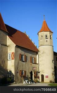 HARBURG, GERMANY - CIRCA AUGUST 2015 Tower in inner yard ofe Schloss Harburg castle