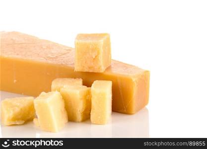 Hard cheese isolated on a white background