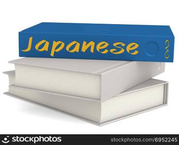Hard cover books with Japanese word, 3D rendering