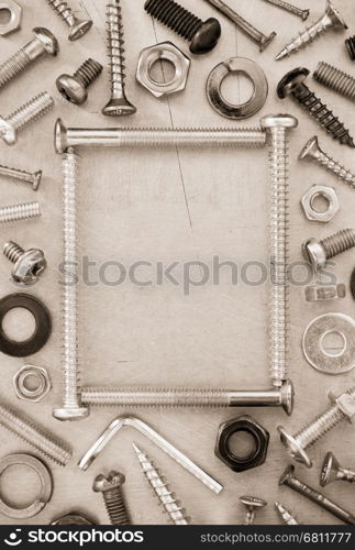 hardware tools at metal background texture