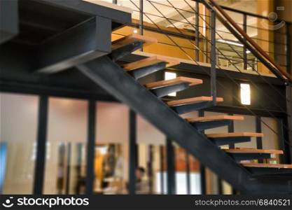 Hardwood Stairs In Minimal Style Room, stock photo