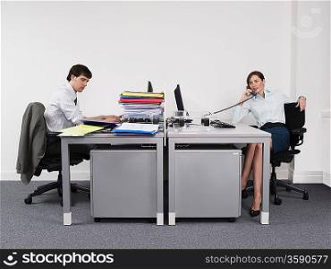 Hardworking Man and Relaxed Woman