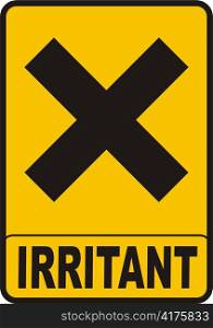 Harmful irritant symbol on rectangular orange sign with black edge and text