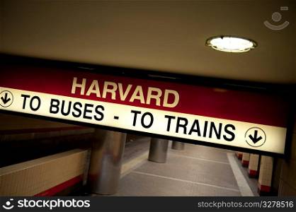 Harvard subway station in Boston, Massachusetts, USA