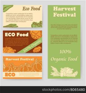 Harvest festival and eco food flyer. Harvest festival and eco food flyer and personal cards template vector