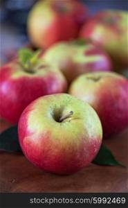 harvest of apples. Fresh harvest of ripe apples. Nature fruit concept.