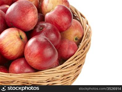 Harvesting. A basket with red ripe apples.