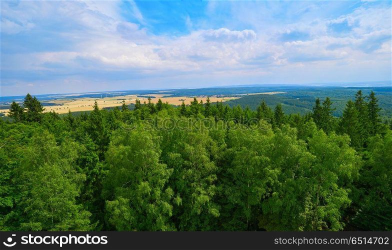Harz mountains aerial view in Germany. Harz mountains aerial view Germany