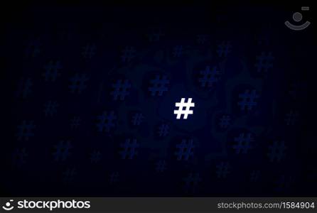 Hashtag icon glow in the dark background. 3D Illustration.