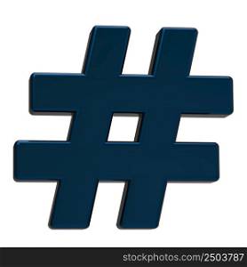 Hashtag icon isolated on white background. 3D Illustration.