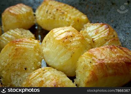 hasselback potato - Swedish version of baked potatoes.