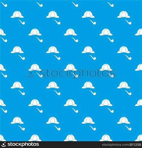 Hat and pipe pattern repeat seamless in blue color for any design. Vector geometric illustration. Hat and pipe pattern seamless blue