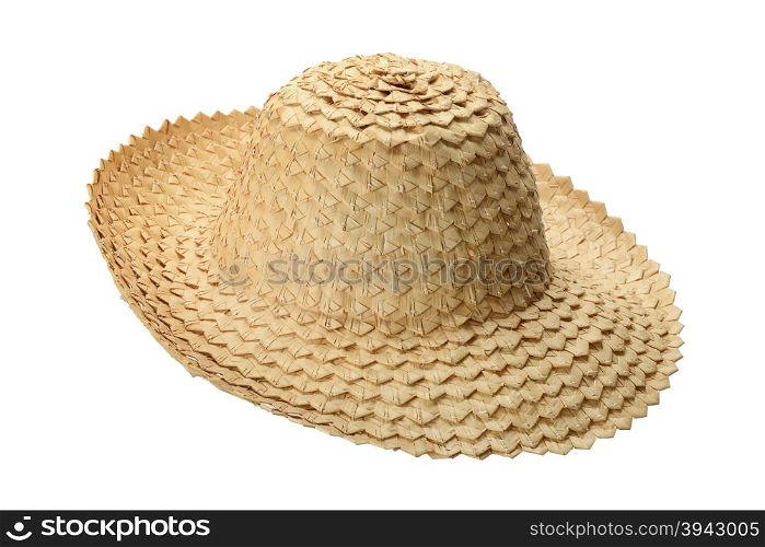 hat made of palm leaves isolated on white