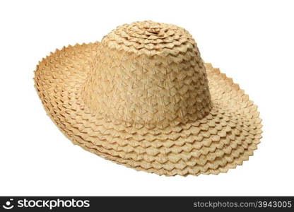 hat made of palm leaves isolated on white