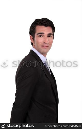 Haughty businessman on white background