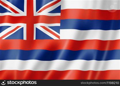 Hawaii flag, united states waving banner collection. 3D illustration. Hawaii flag, USA