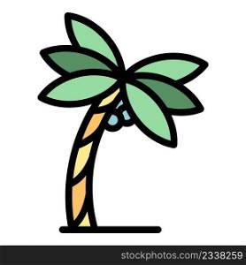 Hawaii palm tree icon. Outline Hawaii palm tree vector icon color flat isolated. Hawaii palm tree icon color outline vector