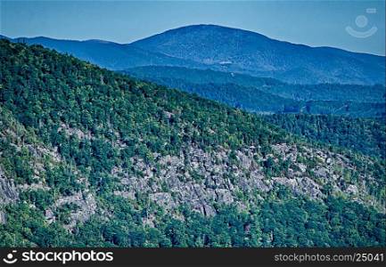 Hawksbill Mountain at Linville gorge with Table Rock Mountain landscapes