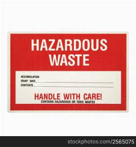 Hazardous waste sign against white background.