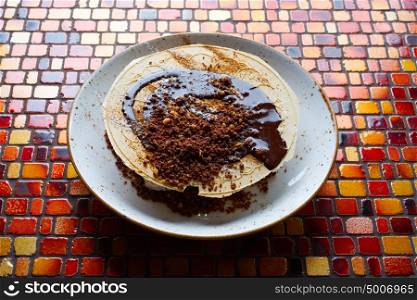 Hazelnut ice-cream crunchy wafer and chocolate dessert icecream