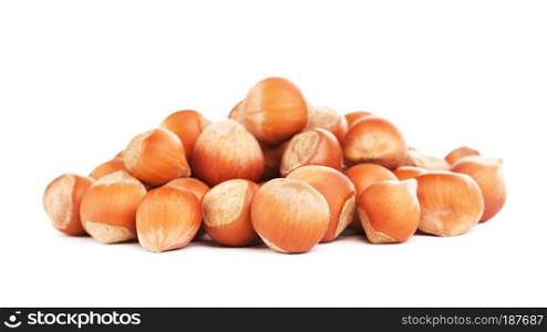 hazelnuts in a shell, isolated on white background. Hazelnuts In A Shell