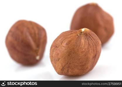 hazelnuts isolated on a white