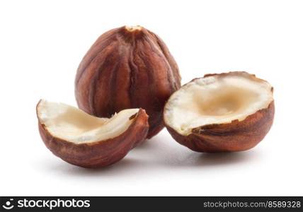 Hazelnuts isolated on the white background