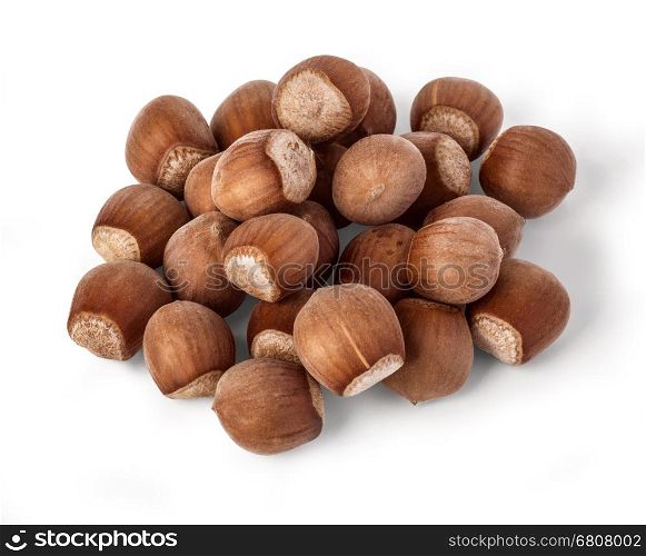 Hazelnuts on a white background, hazelnuts, food Vega with clipping path
