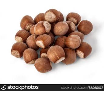 Hazelnuts on a white background, hazelnuts, food Vega with clipping path