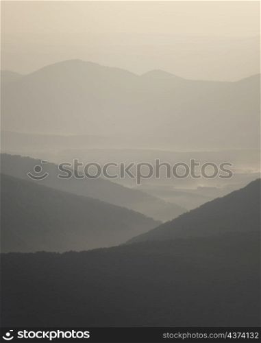 Hazy morning views across West Virginia viewed from up on the Allegheny Front in the Dolly Sods Wilderness.
