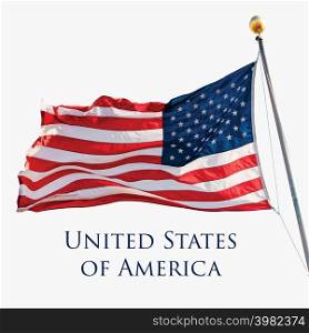 HD flag of America on white background. United States of America Holiday banner. Vector illustration . HD flag of America on white background. United States of America Holiday banner.
