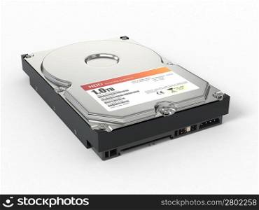 HDD. ATA Hard disk drive on white background. 3d