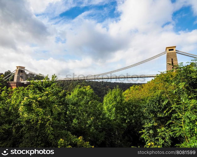 HDR Clifton Suspension Bridge in Bristol. HDR Clifton Suspension Bridge spanning the Avon Gorge and River Avon designed by Brunel and completed in 1864 in Bristol, UK