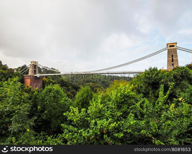 HDR Clifton Suspension Bridge in Bristol. HDR Clifton Suspension Bridge spanning the Avon Gorge and River Avon designed by Brunel and completed in 1864 in Bristol, UK