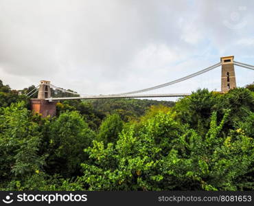 HDR Clifton Suspension Bridge in Bristol. HDR Clifton Suspension Bridge spanning the Avon Gorge and River Avon designed by Brunel and completed in 1864 in Bristol, UK