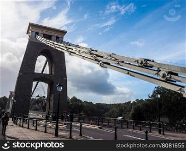 HDR Clifton Suspension Bridge in Bristol. HDR Clifton Suspension Bridge spanning the Avon Gorge and River Avon designed by Brunel and completed in 1864 in Bristol, UK