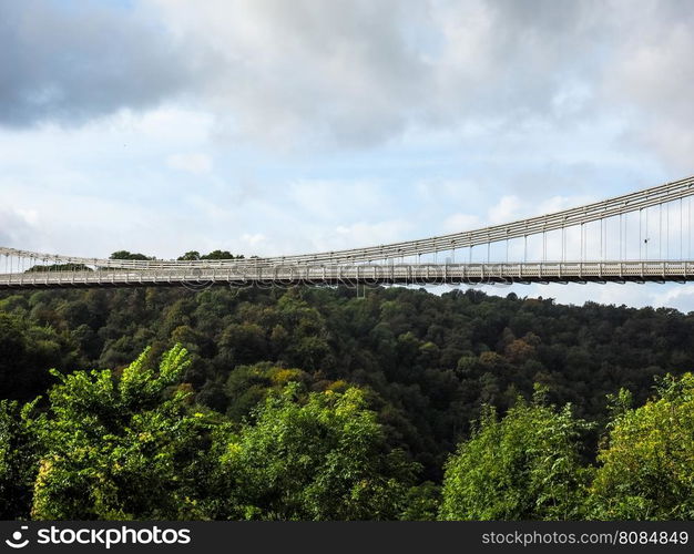 HDR Clifton Suspension Bridge in Bristol. HDR Clifton Suspension Bridge spanning the Avon Gorge and River Avon designed by Brunel and completed in 1864 in Bristol, UK