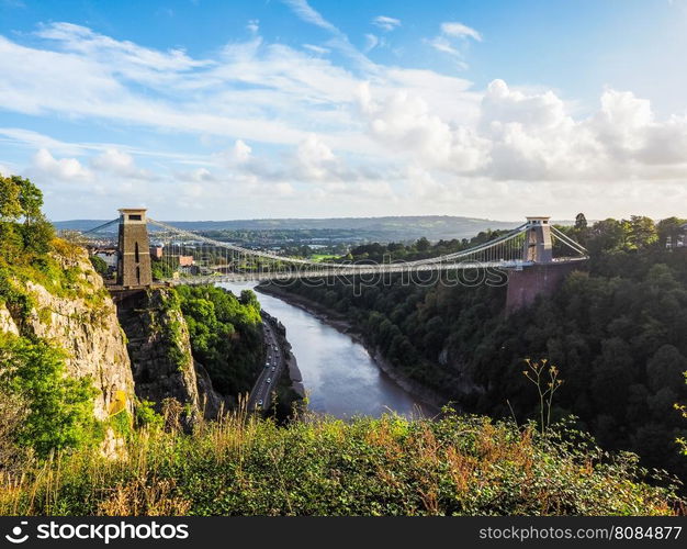 HDR Clifton Suspension Bridge in Bristol. HDR Clifton Suspension Bridge spanning the Avon Gorge and River Avon designed by Brunel and completed in 1864 in Bristol, UK