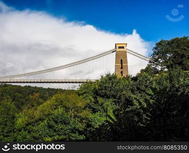 HDR Clifton Suspension Bridge in Bristol. HDR Clifton Suspension Bridge spanning the Avon Gorge and River Avon designed by Brunel and completed in 1864 in Bristol, UK