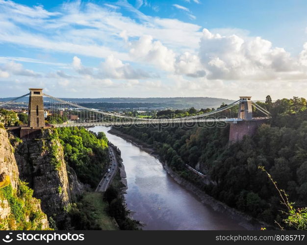 HDR Clifton Suspension Bridge in Bristol. HDR Clifton Suspension Bridge spanning the Avon Gorge and River Avon designed by Brunel and completed in 1864 in Bristol, UK